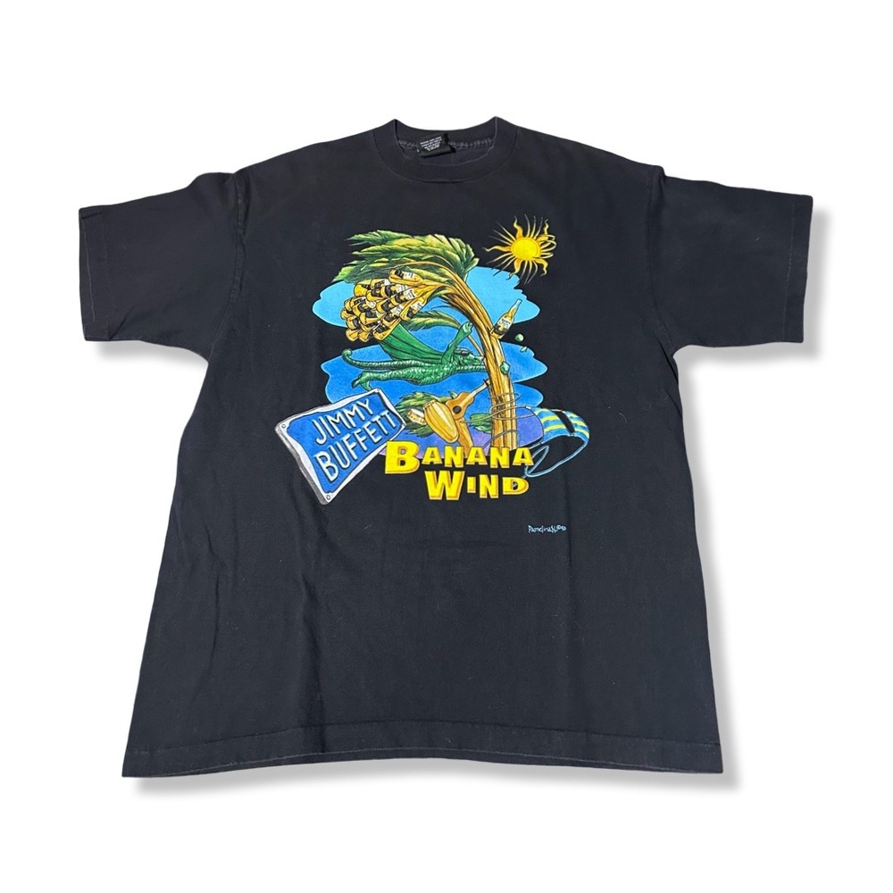 Giant Jimmy Buffett T Shirt Mens XL Black Excellent Vintage 1996 Banana Wind USA